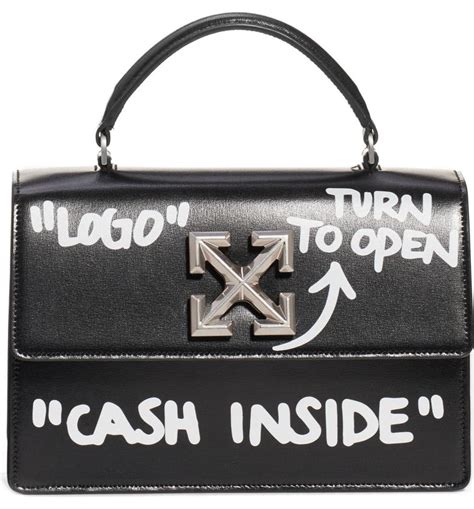 off white purse cash inside.